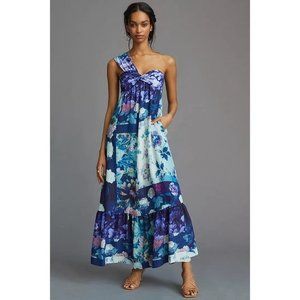 Anthropologie Maeve One-Shoulder Maxi Dress Navy M